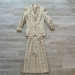 Vtg Pendleton 100% Wool Plaid Blazer & Skirt Set Women's-Size 6